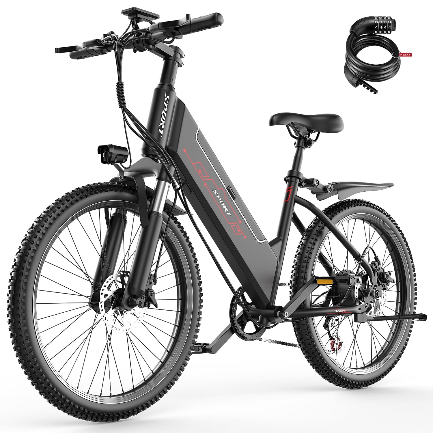 F26-1500W Off-Road Electric Bike, 26 Tire 55 Miles Electric Bike ,48V 10.5 Internal Battery (Removable), Top Speed 30MPH, Electric Mountain Bike Beach Bike, Professional 7 Speed UL2849 Electric Bikes