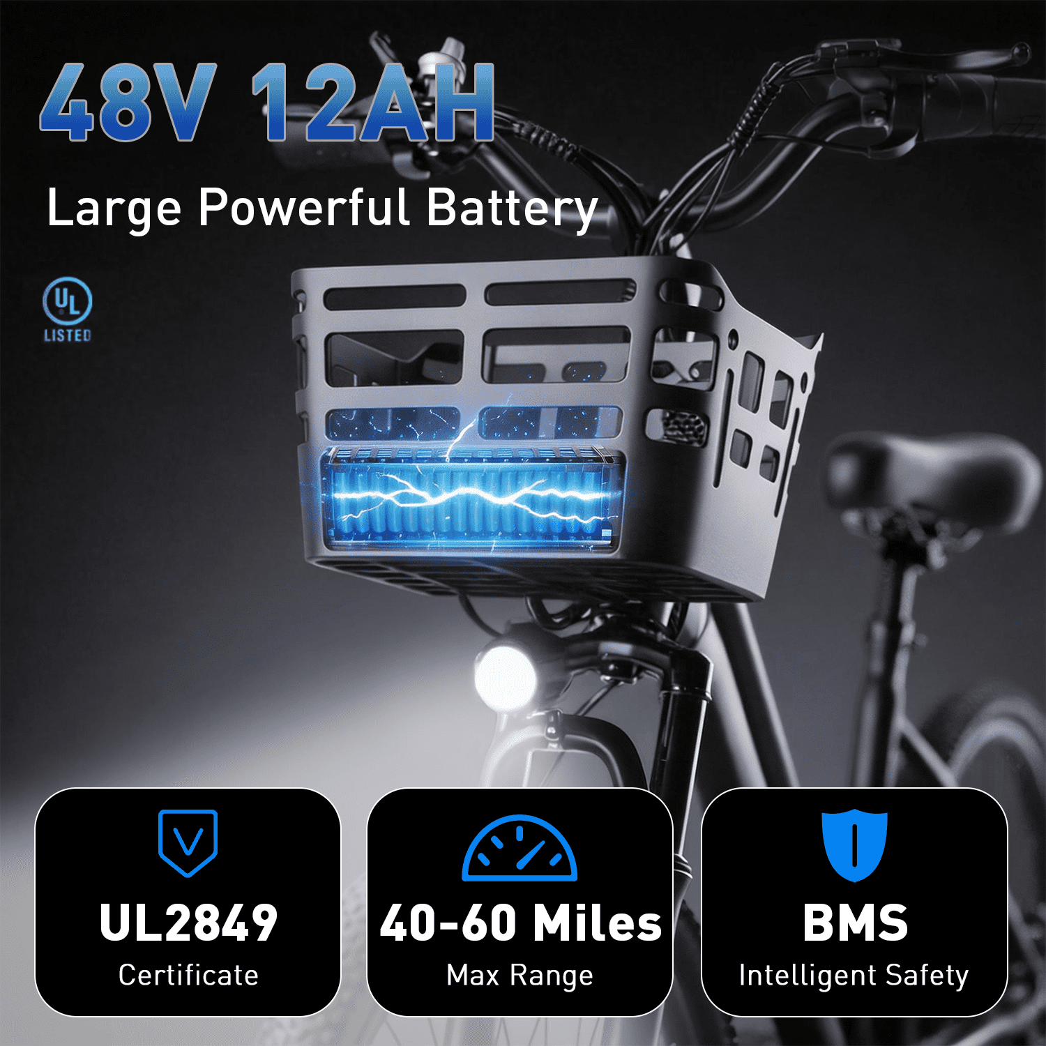 BroPath Electric Bike for Adults,26Electric Bike,40+ Miles,7-Speed,25MPH by 800W(Peak) Motor Mountain Ebike,576Wh Internal Battery,Electric Bicycles for Commuting,Lightweight Ebike,UL2849 Electric Bikes