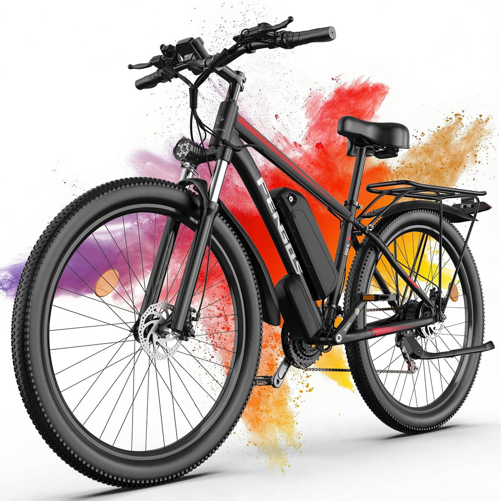 FENGQS Q8 Electric Bike for Adults, Peak 2000W Motor 48V 17.5Ah, 21-Speed Ebike, 80 Mile 35MPH Electric Mountain Bike, Front Suspension, (Red)UL 2849 Electric Bikes