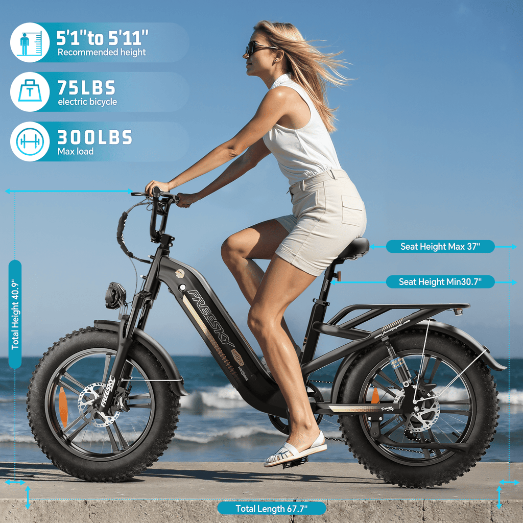 FREESKY 2026 Upgraded Rocky Pro Torque Sensor Electric Bike for Adults, 48V 25Ah Samsung Cells Battery, 105 Miles Range, 33MPH Fat Tire Step-Thru E Bike, 20 Full Suspension Cargo Bicycles, 8-Speeds Electric Bikes