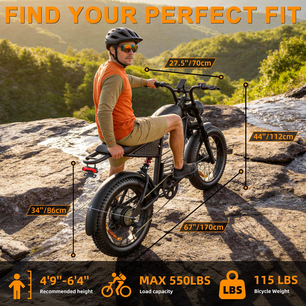 Electric Bike for Adults, 750W Peak 1500W Motor,Max 35MPH & 60Mile, 20x4 Fat Tire, E Mountain Bike, 48V/18.9AH Battery,UL2849,Fit for 18+ Electric Bikes
