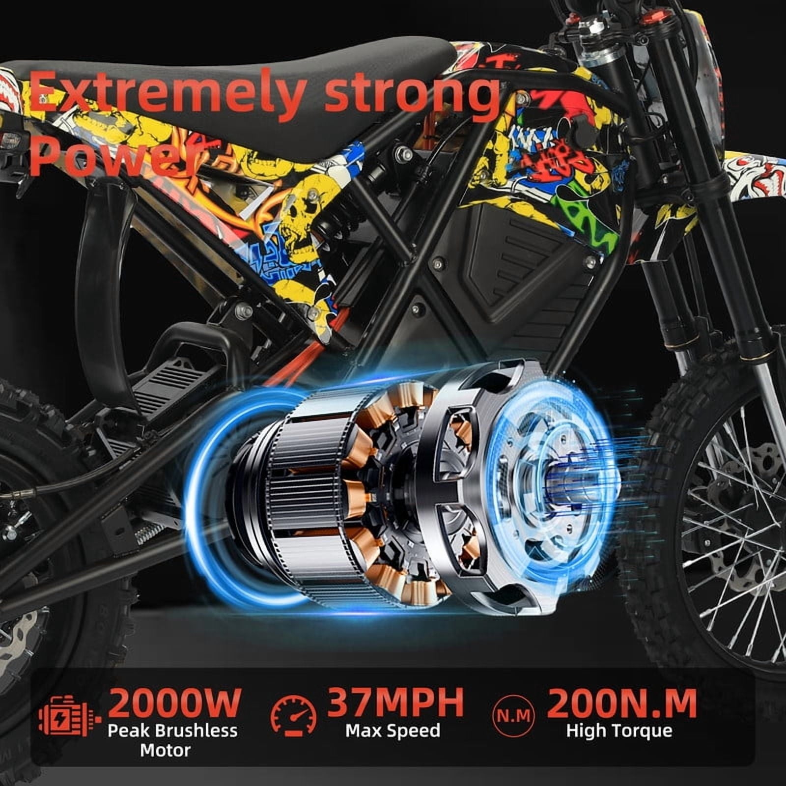 3000W(Peak) Off-Road E Mountain Bike for Teens & Adults– 37MPH, 48V 23AH Battery, 14/12 all terrain Fat Tires, Hydraulic Brakes UL2849 Electric Bikes