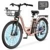 Lilypelle Electric Bike for Unisex Adults,24/26 7-Speed Step Thru Electric Bicycle ,36V,20MPH Electric Bikes