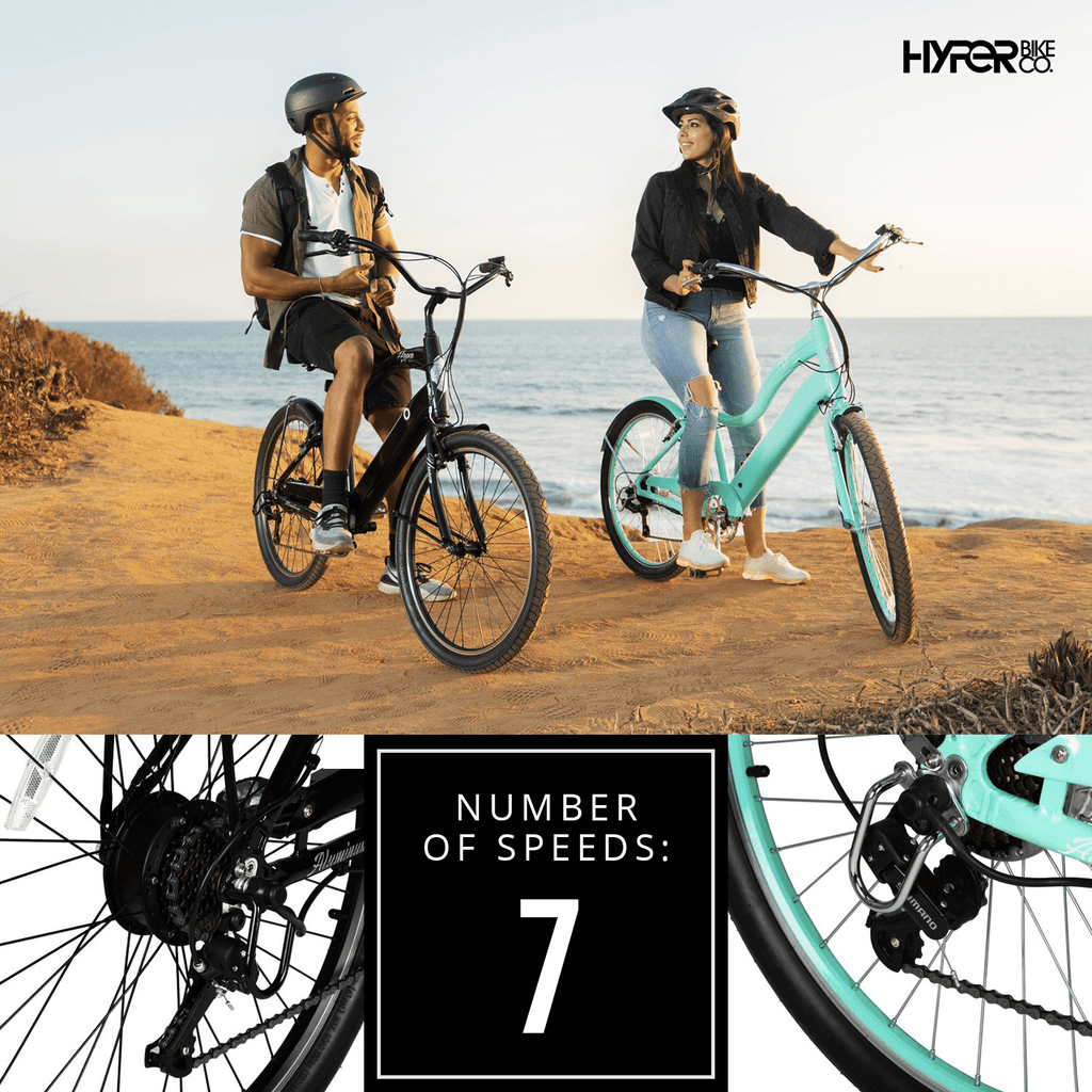 Hyper Bicycles 26 36V Men's Electric Cruiser E-Bike with Pedal-Assist, 250W Motor, Black Electric Bikes
