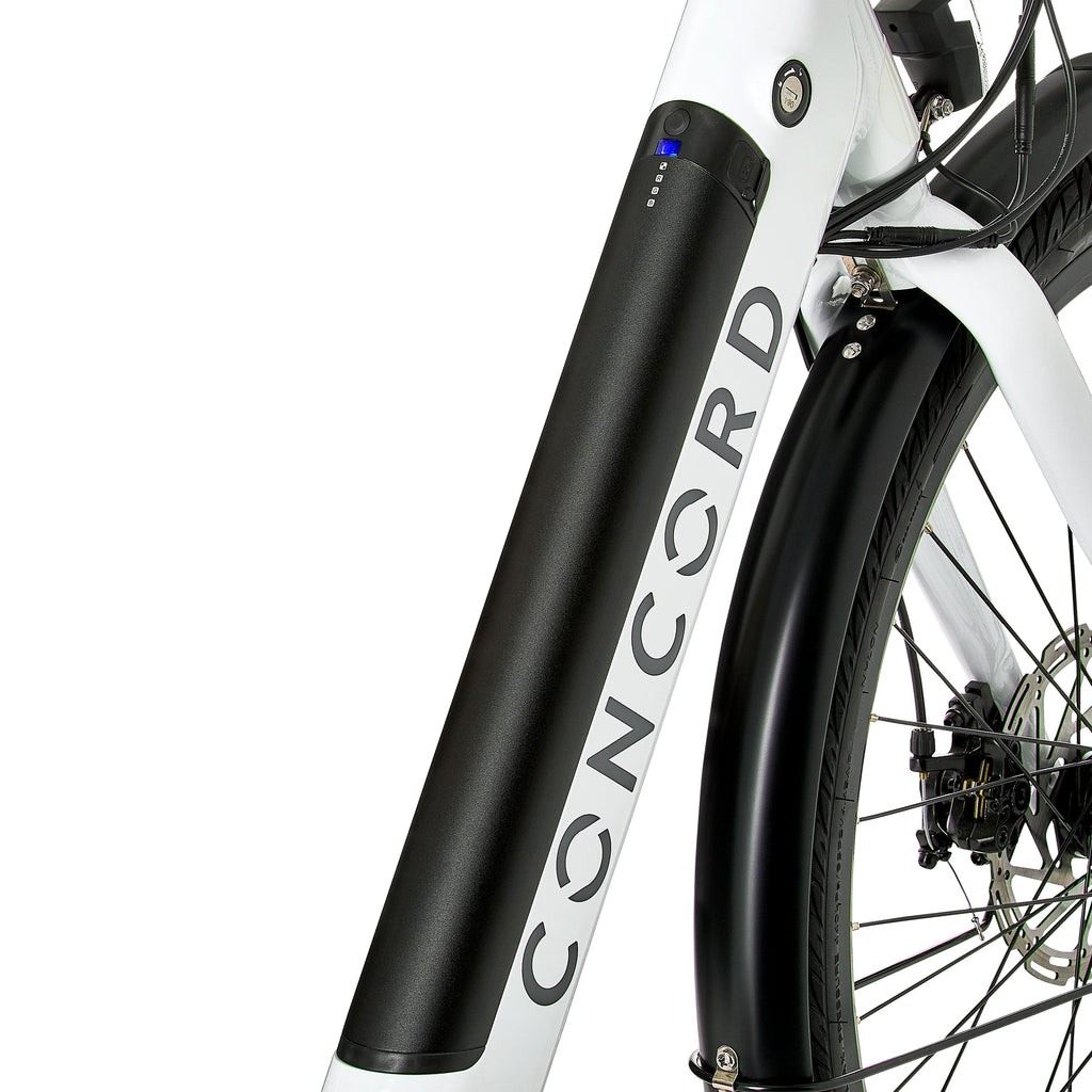 Concord 27.5 Step-Thru Electric Bike, 36V, Class 2, Aluminum, 49 Pounds, White, Unisex, Fits Riders 5'1 - 6'1 Electric Bikes