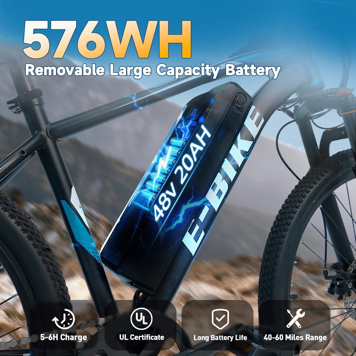BroPath Electric Bike for Adults,26”Electric Mountain Bike 576Wh Internal Battery & LCD Display, with 7-Speed, 25MPH,Ebike,Full Suspension, 800W (Peak) Motor Commuter Electric Bicycle,UL2849 Electric Bikes