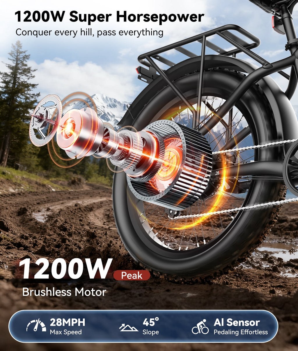 Electric Bike for Adults,1600W Fat Tire Ebike, 90+ Miles 28MPH E-Bicycles with Hydraulic Brakes, Fat Tire All-Terrain Electric Bicycle Electric Bikes