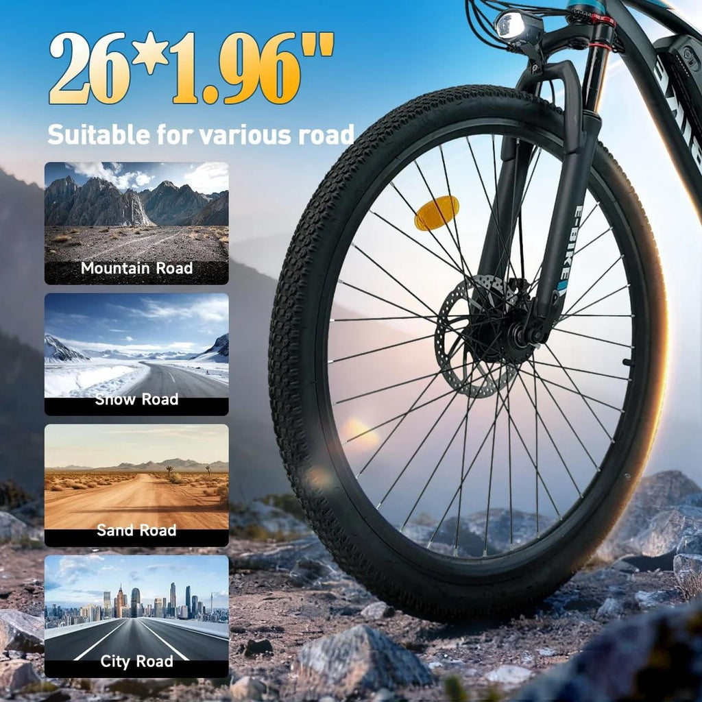 Electric Bicycle for Adults, 750W Peak 1000W Motor E Mountain Bike, 26in 45Miles 25MPH 7 Speed Commuting ebike with 432Wh, UL 2849 Electric Bikes