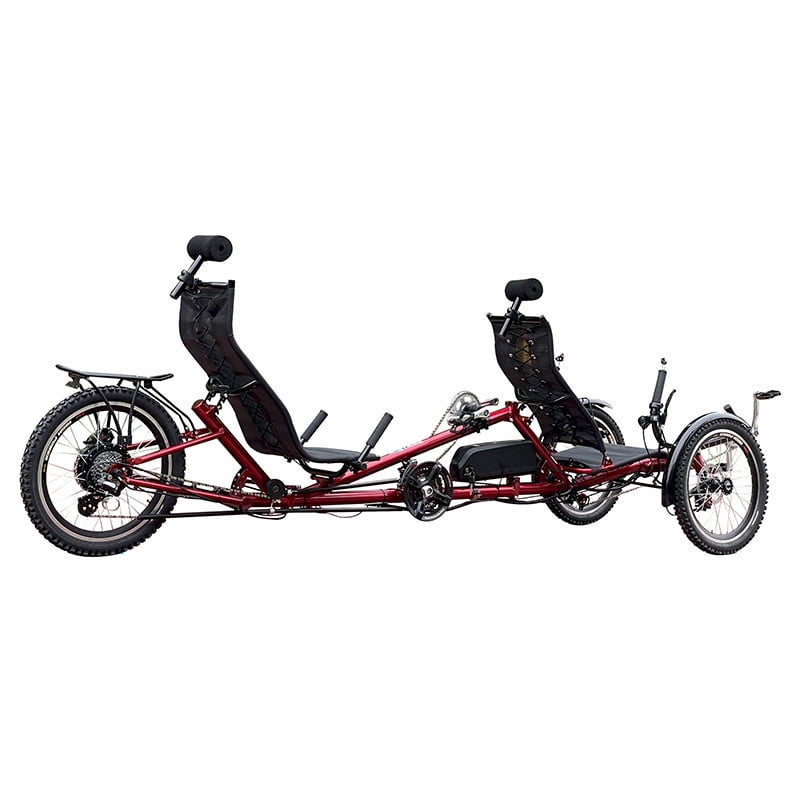 Recumbent 3 Wheel Electric Bike with 500W Motor- Electric 2 Seater Tandem Trike – Adjustable Seats Electric Bikes