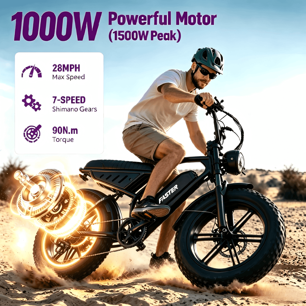 1500W Electric Bike for Adults, 48V 15.6AH Removable Battery, 28MPH Max Speed, Full Suspension & 20X4 Fat Tire E-bike, UL2849 Certified Mountain Bike with Long Seat Electric Bikes