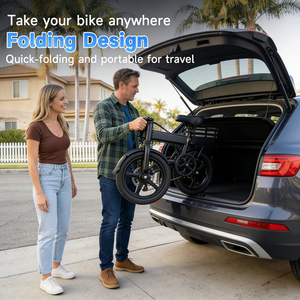 14 Folding Electric Bicycles with 500W Peak Motor,35 Miles 20MPH 432WH Integrated Battery ,Ebike for Adults with Basket,UL2849 Electric Bikes