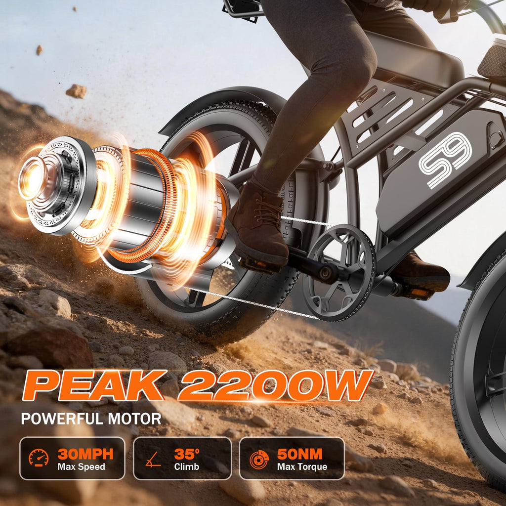 ASKGO 48V 20Ah Electric Bike for Adults, 2200W Peak 750W Fat Tire Off-Road Ebike, 30MPH & 75 Miles, Cargo Ebike,NFC Unlock Electric Dirt Bike,UL2849 Electric Bikes