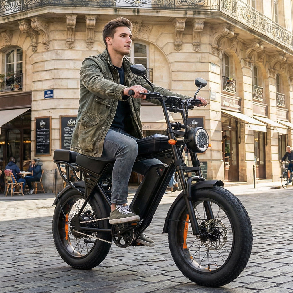 48V 15Ah Electric Bike – 1500W Brushless Motor, 28MPH Top Speed, 30-50 Mile Range, 20×4 Tires, 485lbs Max Load, Removable Battery Electric Bikes