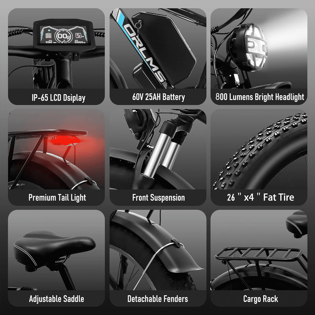 (US in Stock) 5000W Peak Dual Motor Electric Bike for Adults , 60V 25AH Removable Battery Ebike , 45-50MPH AWD 21-Speed Mountain E-Bike with 26 x 4.0 Fat Tire, Off-Road Snow EBikes Electric Bikes