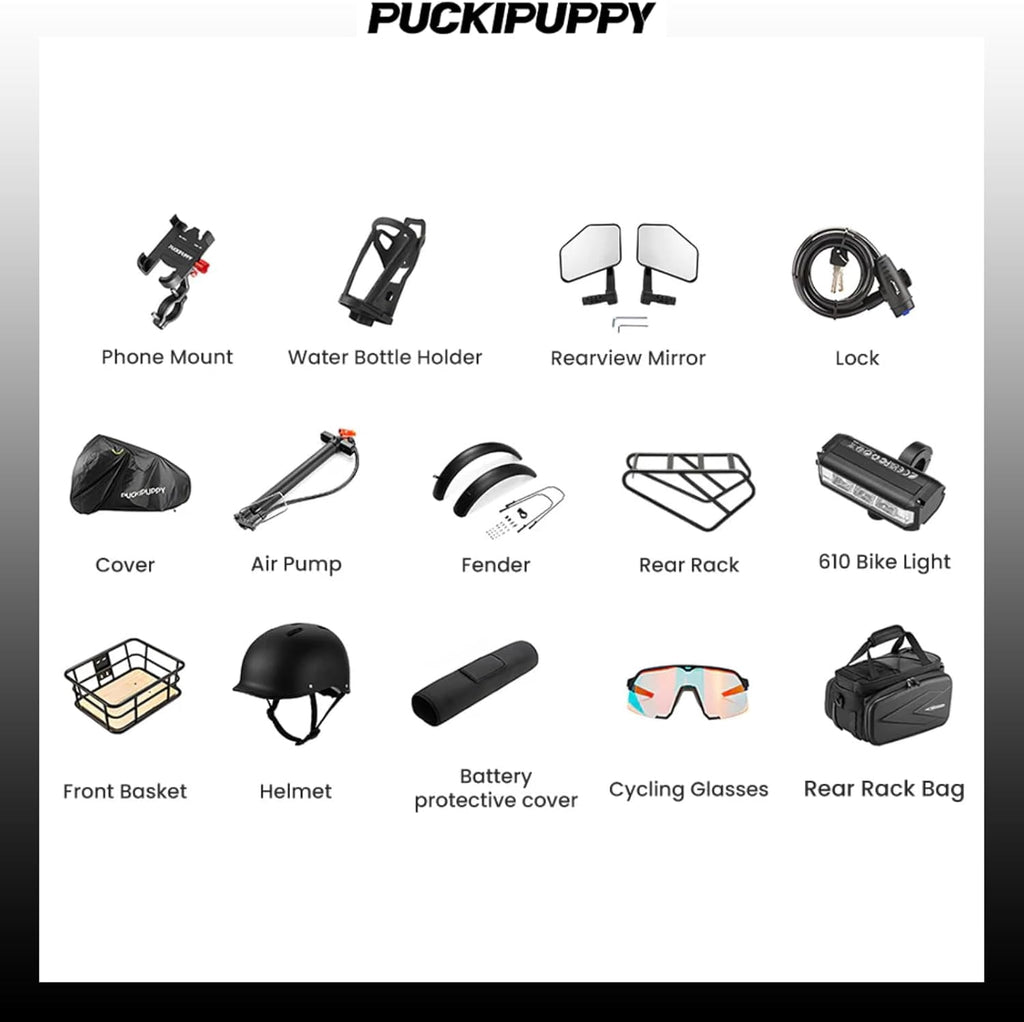 PUCKIPUPPY Electric Bikes for Adults 130Miles Long Range E Bike 1350W 28 mph Dual Battery Ebike (48V 15AH + 48V 15AH) 26 Fat Tire Full Suspension E Mountain Bike 8 Speed, Comply with UL2849 by SGS Electric Bikes