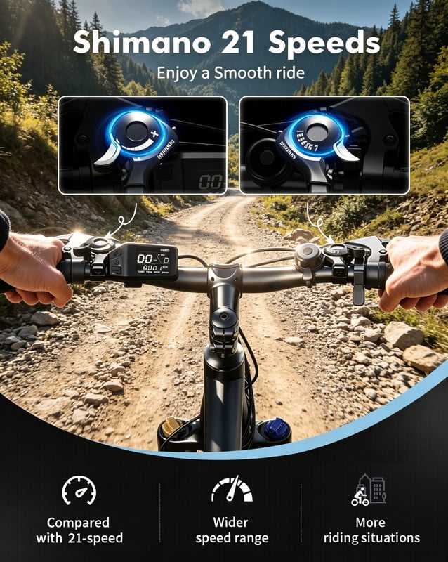 Qlife Racer 27.5 Electric Bicycle for Adults, Full Suspension 21-Speed Mountain Ebike with 500W Brushless Motor, 48V 10.4AH Removable Battery 55 Miles, (Black) with Fender & Rear Rack Electric Bikes
