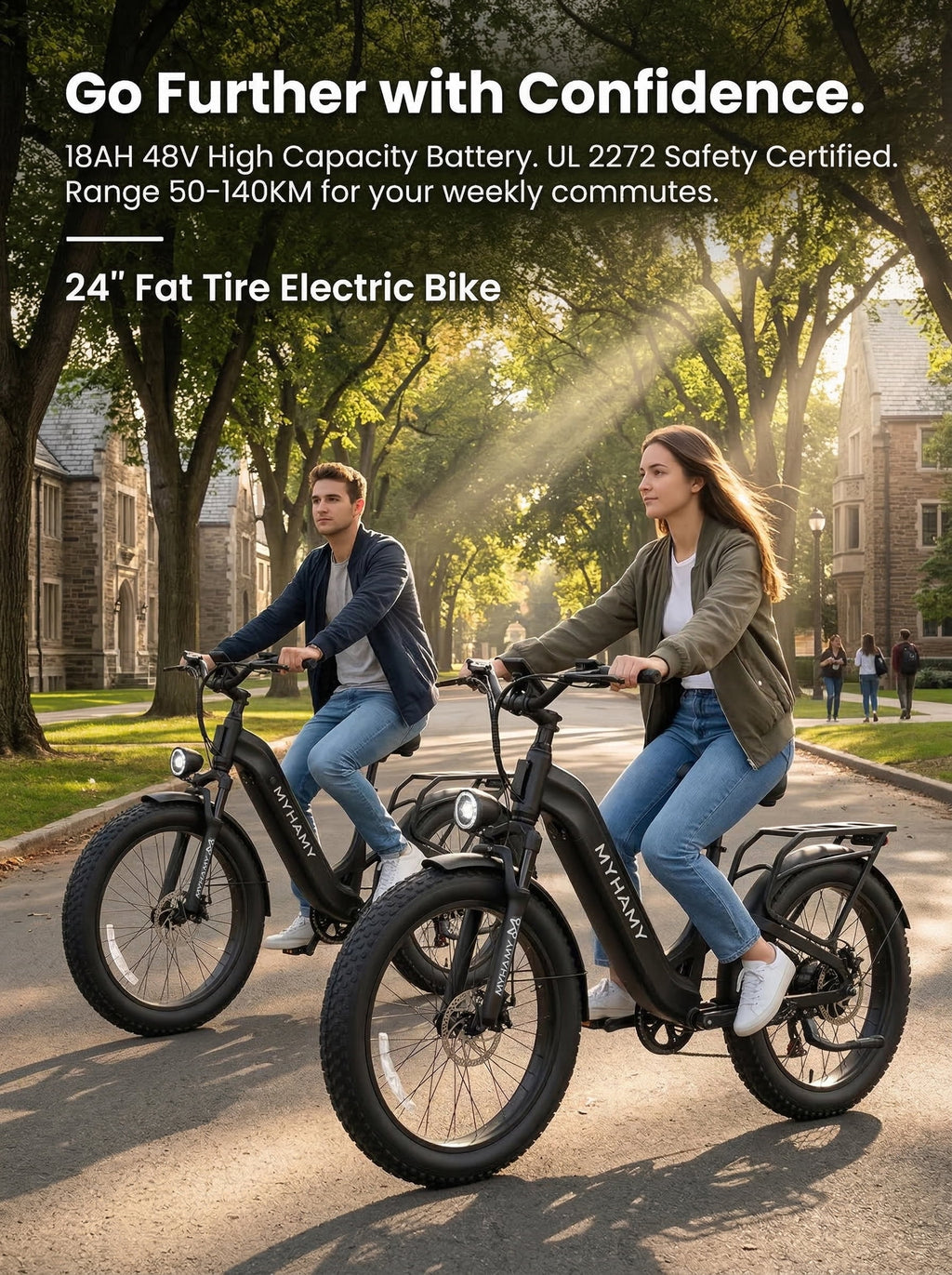2000W Peak Power Electric Fat Tire Bike for Adults - 28MPH, 48V 18Ah (35-85 Miles), 24x3 All-Terrain Ebike Electirc Bicycle with Front+Back Suspension & 11 Comfort Seat - Conquer Snow, Sand Electric Bikes
