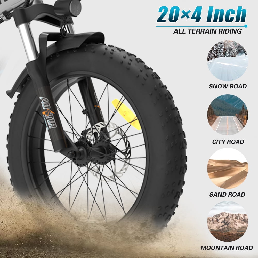 Aostirmotor Folding Electric Bike 20 inch Fat Tire , with 750W Motor, 48V 12.5AH Removable Lithium Battery,Ebikes for Adults UL2849 Electric Bikes