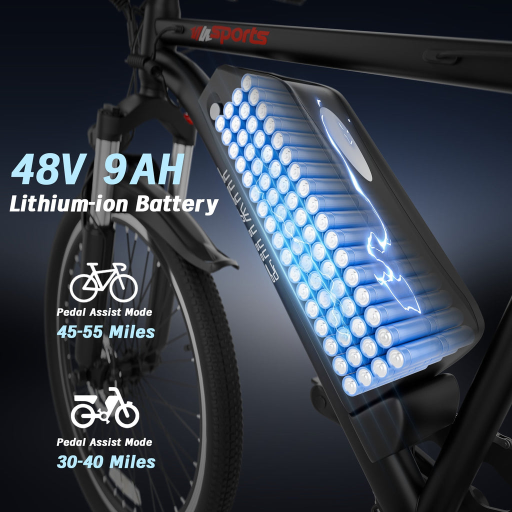 Electric Bike for Adults, 350W Motor 26'' Wheel Up to 50 Miles 19MPH E-Bike with 48V 9Ah Removable Battery UL2849 Electric Bikes