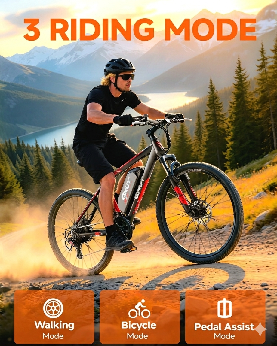 QNUT Victor 4.0 Electric Bicycle for Adults&Teens,Peak 750W,40-Mile Range,20MPH,7-Speed,7.8Ah Removable Battery,26,Dual Disc Brakes,Mountain E-MTB,Commuter Road Bike,UL2849 Electric Bikes