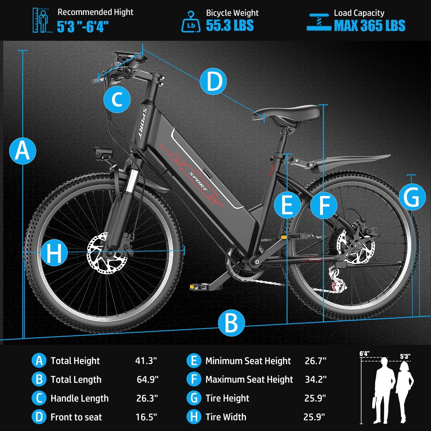 AZHAR Electric Bike for Adults, 26 Electric Mountain Bike, 750W Power Motor, Up to 20 MPH 45 Miles, Electric Bicycle with 48V 10AH Removable Battery, UL 2849 Electric Bikes