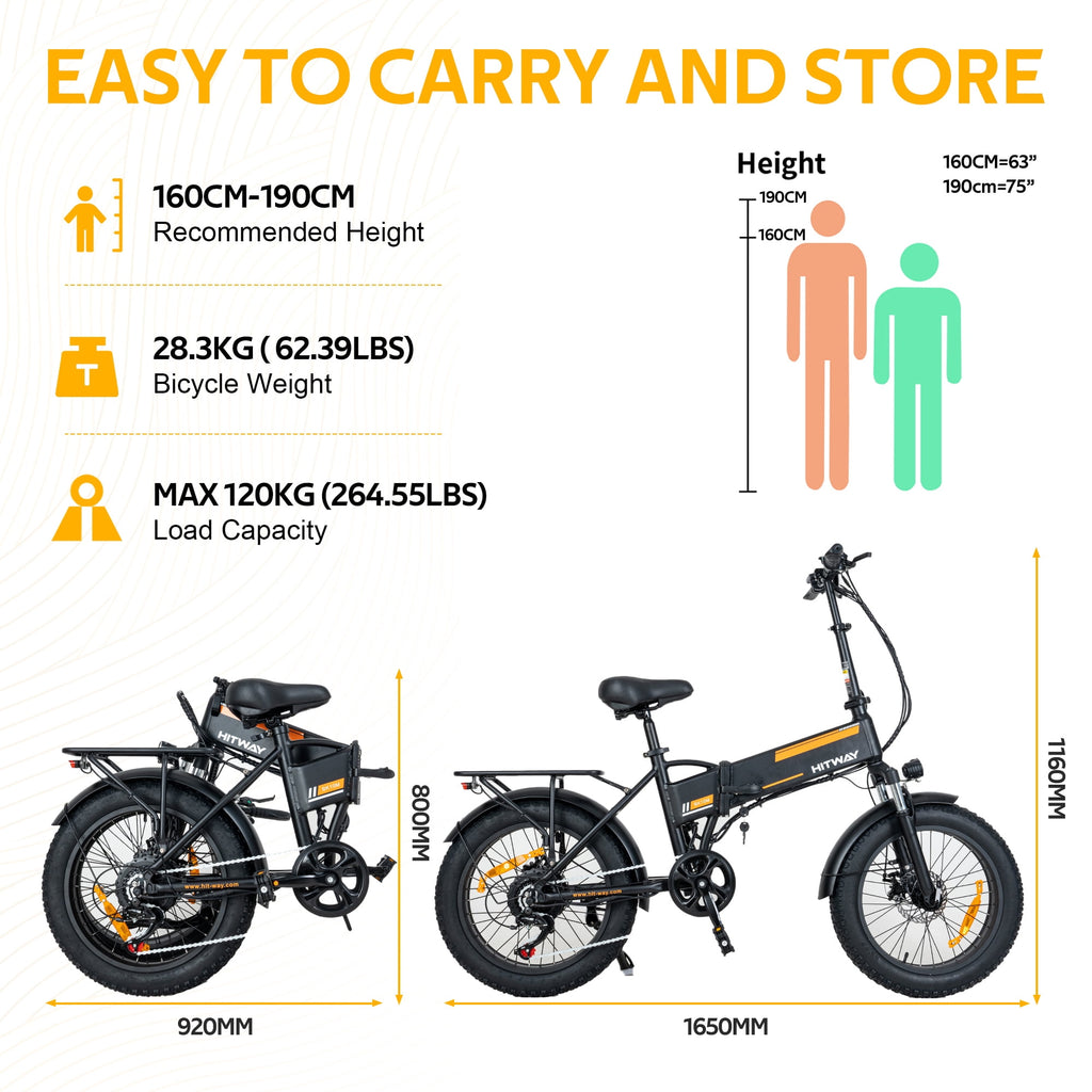 HITWAY BK10M Electric Bicycles with 750W Motor, Electric Bike for Adults 20 x4.0 Fat Tire, 48V 12AH Removable Battery E Bike, UL2849 Certified Electric Bikes