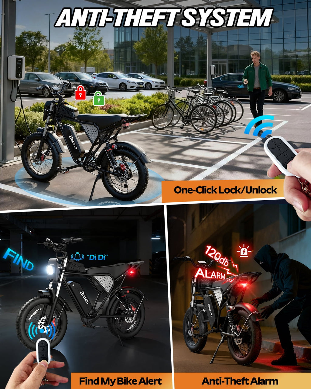 Bopzin Electric Bike for Adults,Peak 1500W App & Anti-Theft, 48V/25Ah, 20x4.0 Fat Tire Ebike, E-Mountain Bike Tested Under UL2849 Electric Bikes