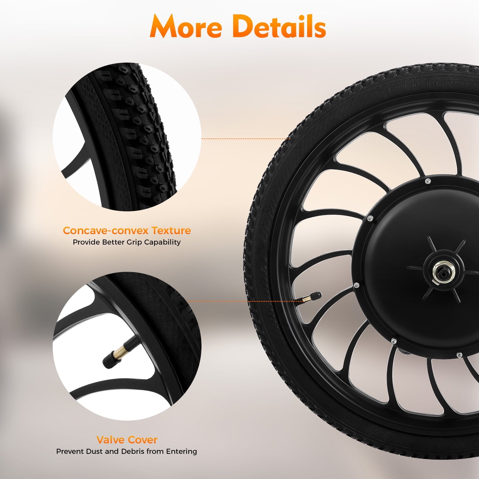 1000W Electric Bicycle Motor Wheel – High-Speed E-Bike Hub with 7-Speed Freewheel, 88.7% Efficiency, IP54 Waterproof, and 35N.m Torque Electric Bikes