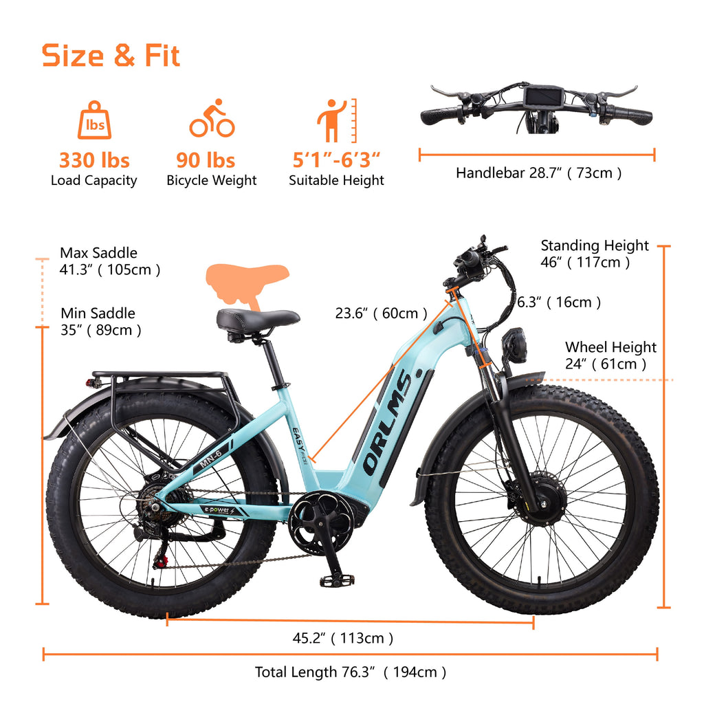 Dual Motor Electric Bike for Adult, 26 x4 Fat Tire Electric Bike, Up to 8000W Peak, 52V 23Ah Built-in Lithium Battery, Up to 45MPH & 105 Miles Range, Off-Road & Urban Riding Electric Bikes