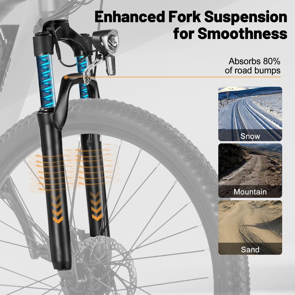 Actbest 27.5 Electric Bike for Adults, 1200W Peak Brushless Motor Up to 28MPH, 499.2WH Removable Battery Electric Mountain Bike, 21-Speed E-Bike with Fork Suspension (Grey) with Fender & Rear Rack Electric Bikes