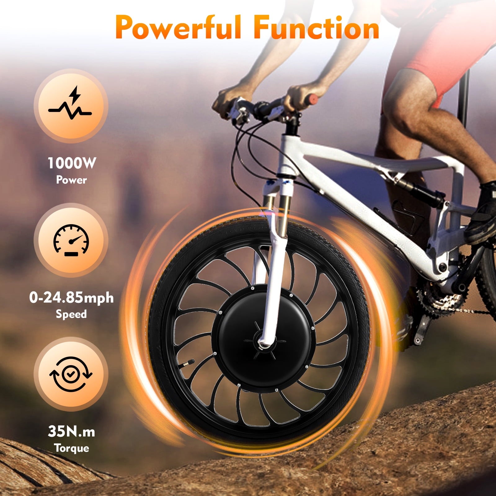 1000W Electric Bicycle Motor Wheel – High-Speed E-Bike Hub with 7-Speed Freewheel, 88.7% Efficiency, IP54 Waterproof, and 35N.m Torque Electric Bikes