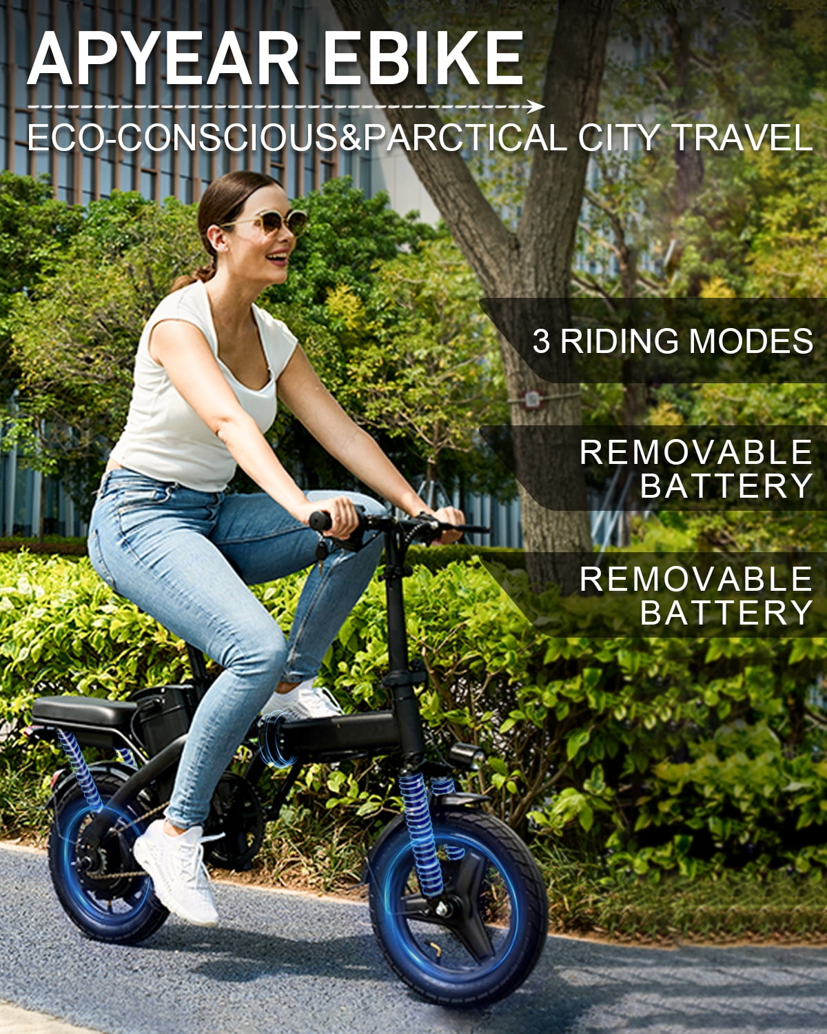 Bycyla Electric Bike for Adults, Ebike,14 Folding Electric Bike 500W Motor,576Wh Built-in Battery 20MPH,20+Miles,Multi-Shock Absorption,Commuter City E-Bike,E Bike with Front Suspension,UL2849 Electric Bikes
