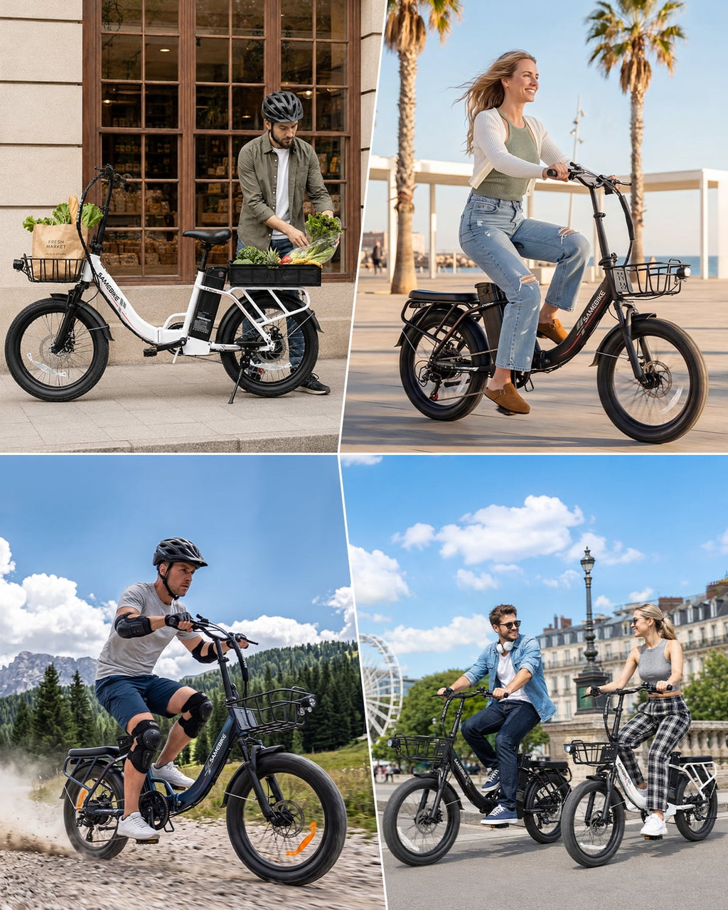 SAMEBIKE Electric Bike for Adults 20x3.0 Fat Tire Folding Ebike 1200W Motor 48V 13Ah Removable Battery 7 Speed Suspension Fork Up to 28 mph Up to 55 miles Range Electric Bikes