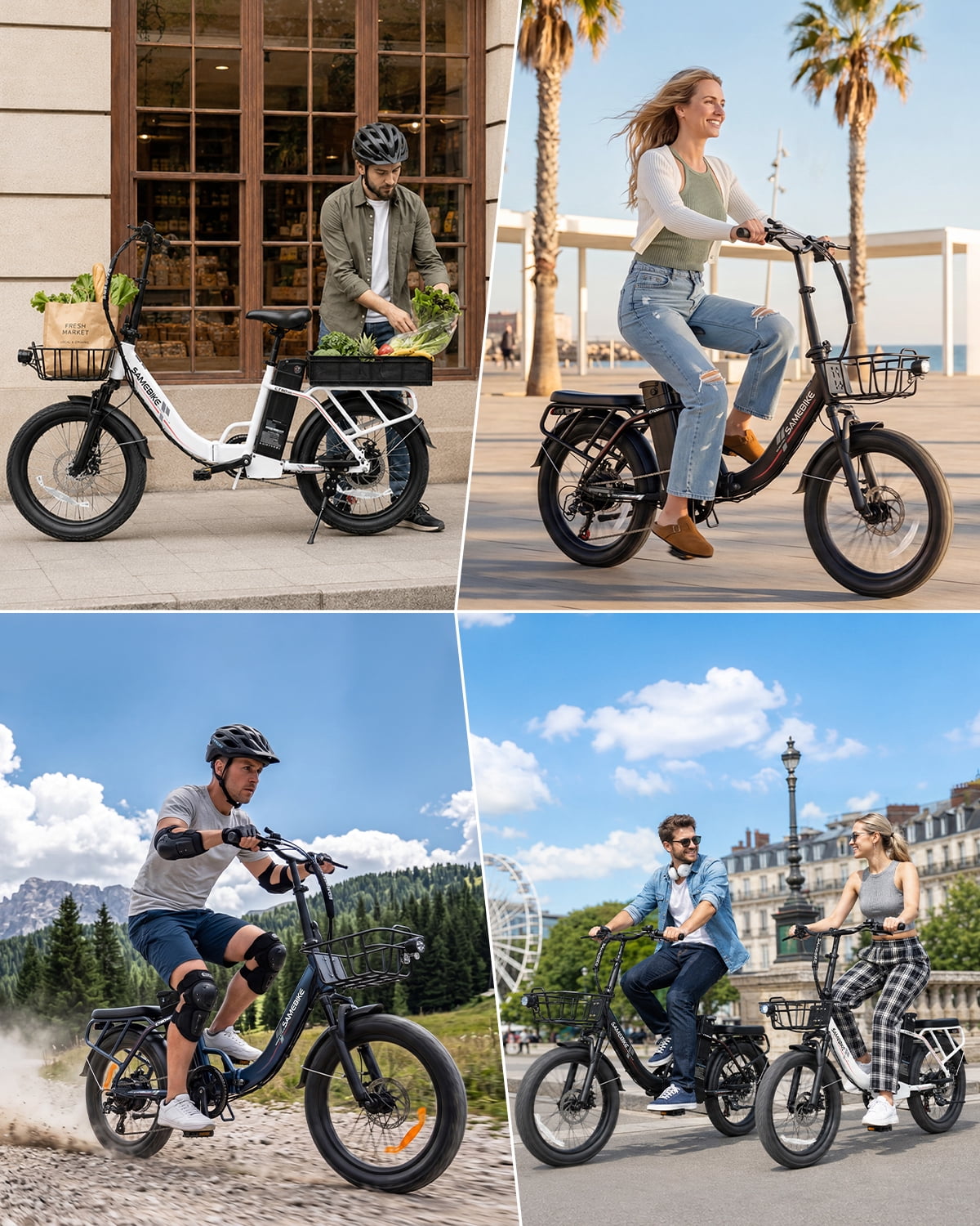 SAMEBIKE Electric Bike for Adults 20x3.0 Fat Tire Folding Ebike 1200W Motor 48V 13Ah Removable Battery 7 Speed Suspension Fork Up to 28 mph Up to 55 miles Range Electric Bikes