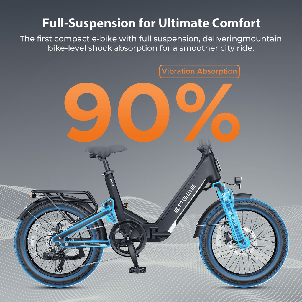 ENGWE L20 3.0 Electric Bike for Adult ,Anti-Theft Folding Electric Bike 48V 8A Fast Charging Battery, 90Nm Mountain E-Bike Speeds up to 28 Mph& Max Range 60 Miles,UL2849 Electric Bikes