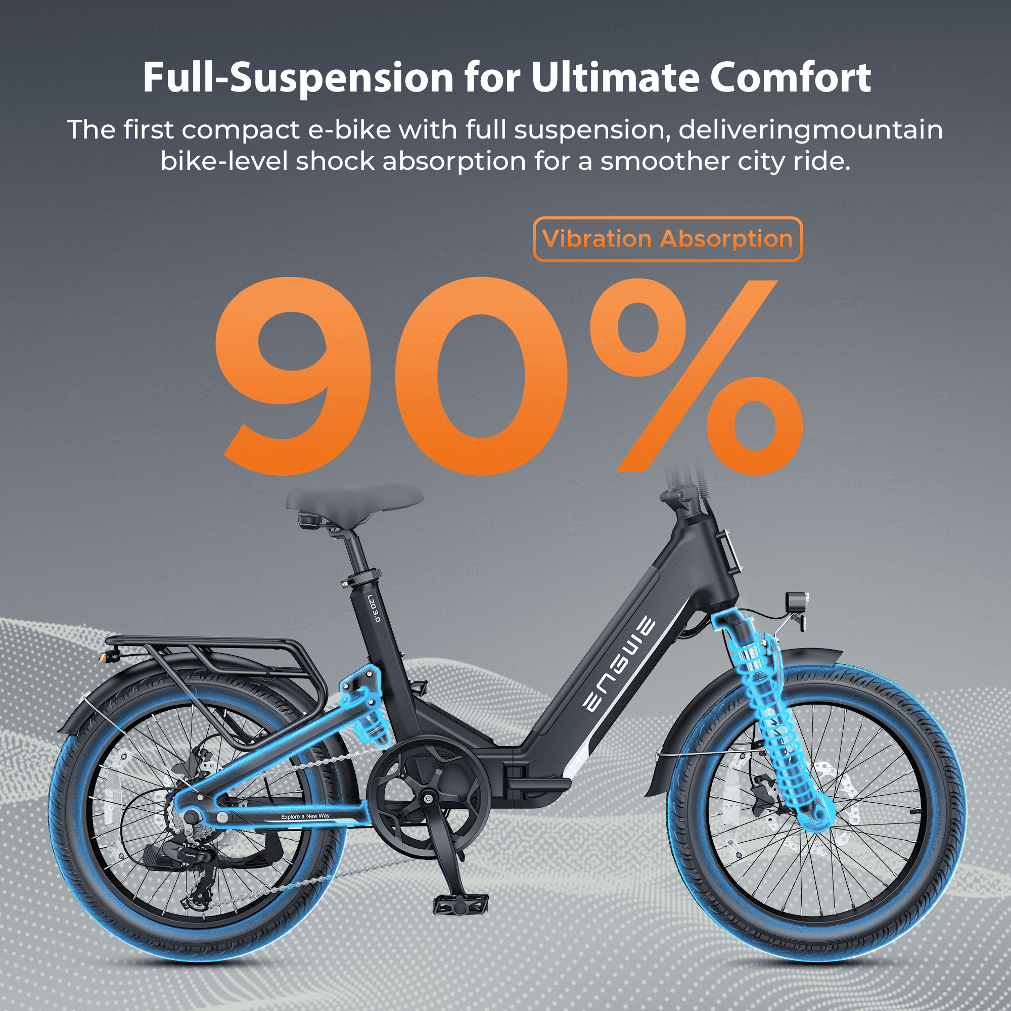 ENGWE L20 3.0 Electric Bike for Adult ,Anti-Theft Folding Electric Bike 48V 8A Fast Charging Battery, 90Nm Mountain E-Bike Speeds up to 28 Mph& Max Range 60 Miles,UL2849 Electric Bikes