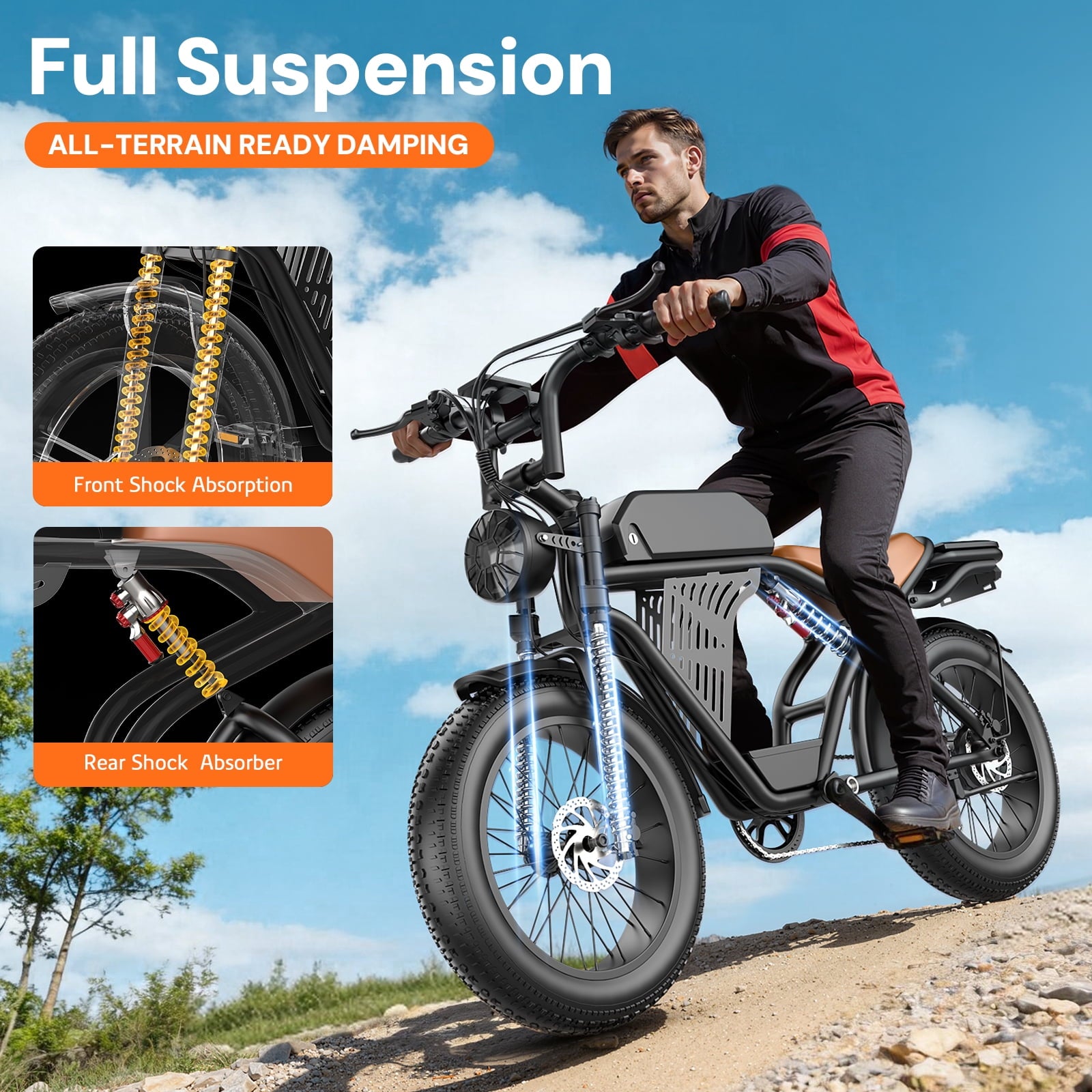 GWEIT Electric Bike for Adults, 1500W Peak Motor, 30MPH & 65 Miles Electric Mountain bike, 48V 20Ah Battery, NFC & Password Unlock, 20 Fat Tire Off-Road Ebike, UL2849 Certified Electric Bikes