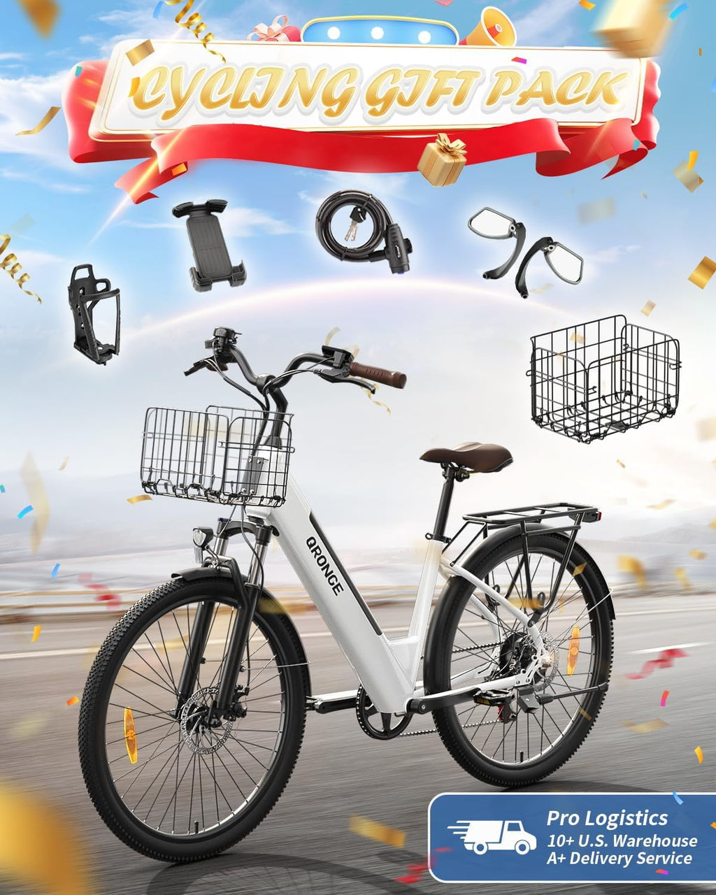 26 inch Electric Bike for Adults 1200W Peak Step Through E-Bike 70Miles Range 25 mph Max Speed Electric Bicycles 7-Speed Front Fork Suspension E-Mountain Bikes 36V 12.8AH Battery, UL2849 by SGS Electric Bikes