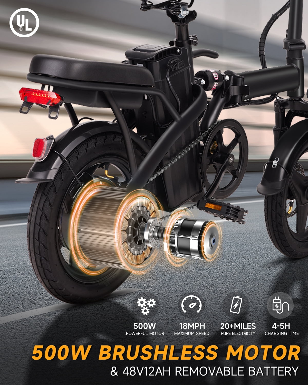 XKJ Electric Bike for Adults,500W Brushless Motor Ebike with 576Wh Removable Battery,Multi-Shock Absorption,Commuter Electric Bicycle, UL2849 Electric Bikes