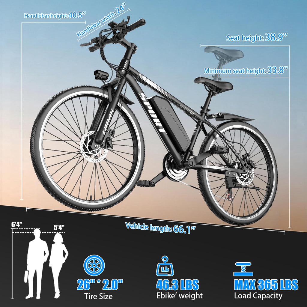 1200W Adult Electric Mountain Bike, 48V 10A Removable Battery-65 Miles, 26 Professional Shock Absorbing Tires,30MPH Off-Road Motorcycle,7 Speed Ebike,UL2849 Electric Bikes