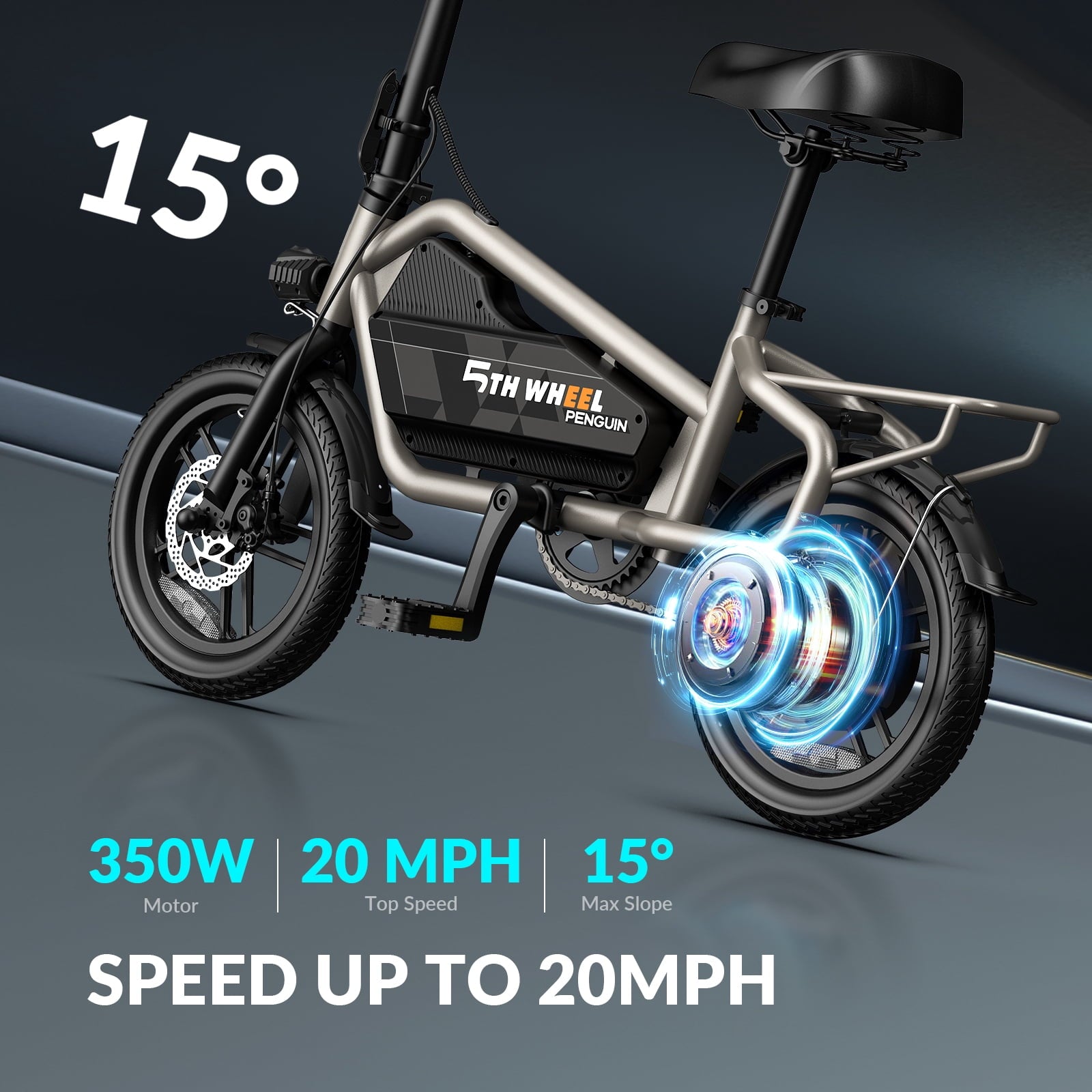 5TH WHEEL 14 Electric Bike for Adults with 650W Peak Motor Electric Bicycle, 36V 7.8Ah Battery Ebike, UL2849 Electric Bikes