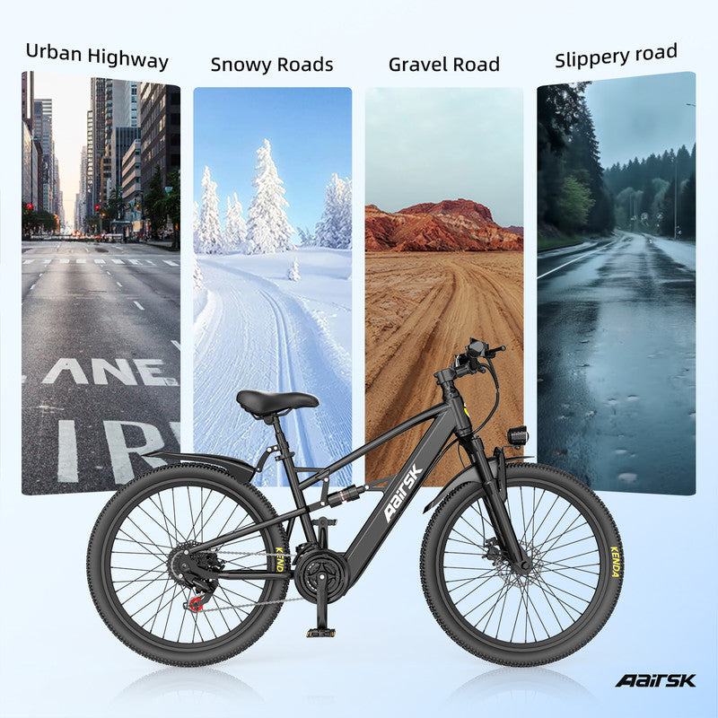Unibike 26Electric Mountain Bike for Adults, 400W Brushless Motor Ebike, Top Speed 22MPH, 36V 13AH Lithium Battery, Gray Electric Bikes