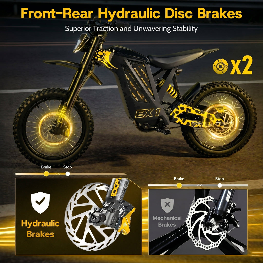 EOEOTWO EX1 Adult Off-Road Electric Bike, 3000W Motor & 40MPH Top Speed, 48V 25Ah Battery for 50-Mile Range, Dual Shock Dirt Bike with 17 Tires & Hydraulic Brakes UL 2849 Electric Bikes