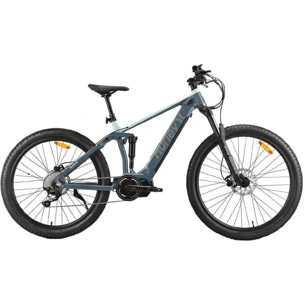 Hurley Bikes Riptide 19-inch Dual Suspension E-Mountain Bike, Green Electric Bikes