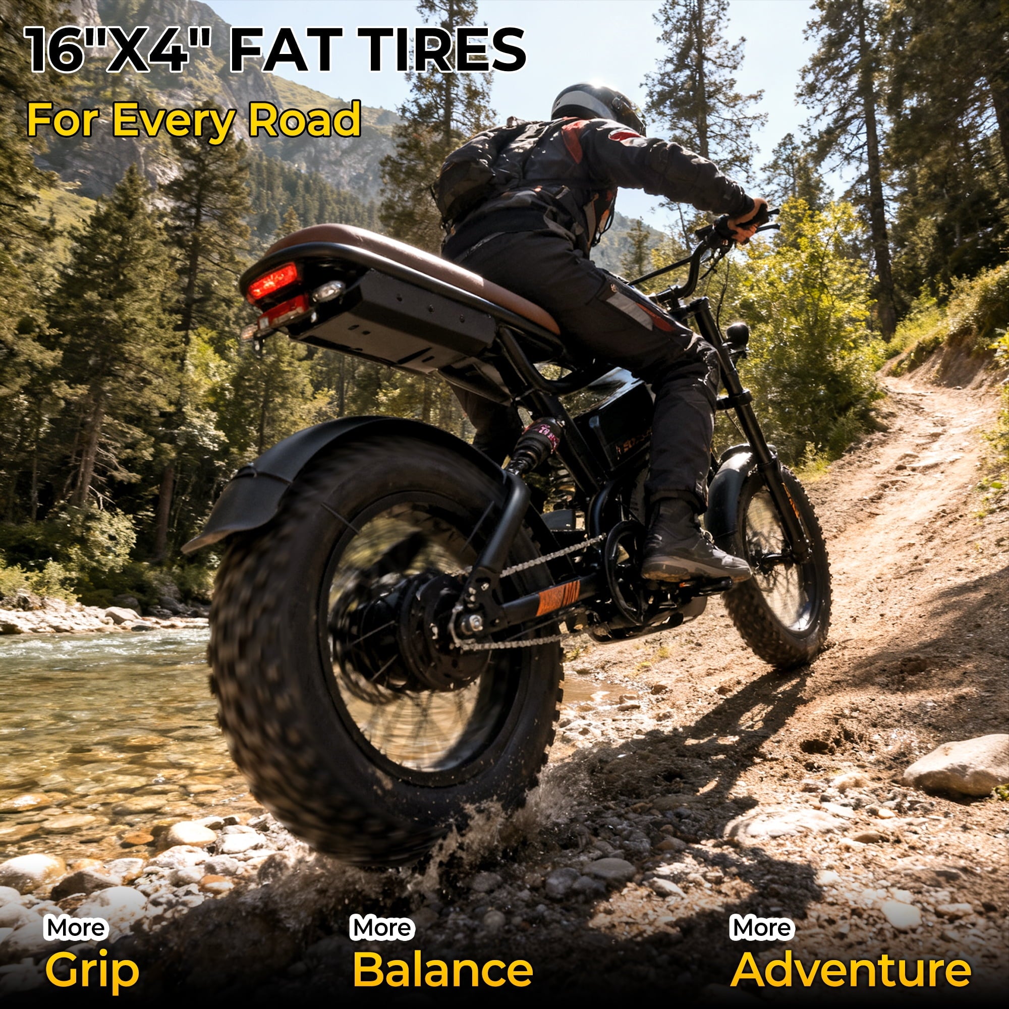 Skeri 750W (Peak 1000W) Electric Bike, 16” x 4” Fat Tire Dual Suspension E-Mountain Bikes, 48V 13Ah Battery UL2849 Electric Bikes