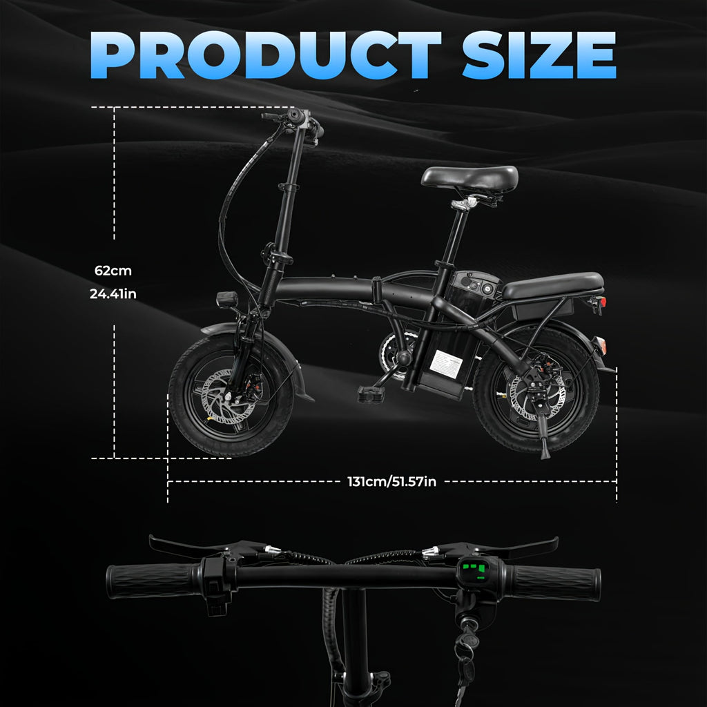 High Performance Adult Electric Bicycle, Portable Design Foldable Electric Bicycle, 500W Motor And 48V 10Ah Battery, 20 Mph Speed, Dual Disc Brakes, 14 Inch Electric Bicycle With Pedals, Suitable Electric Bikes