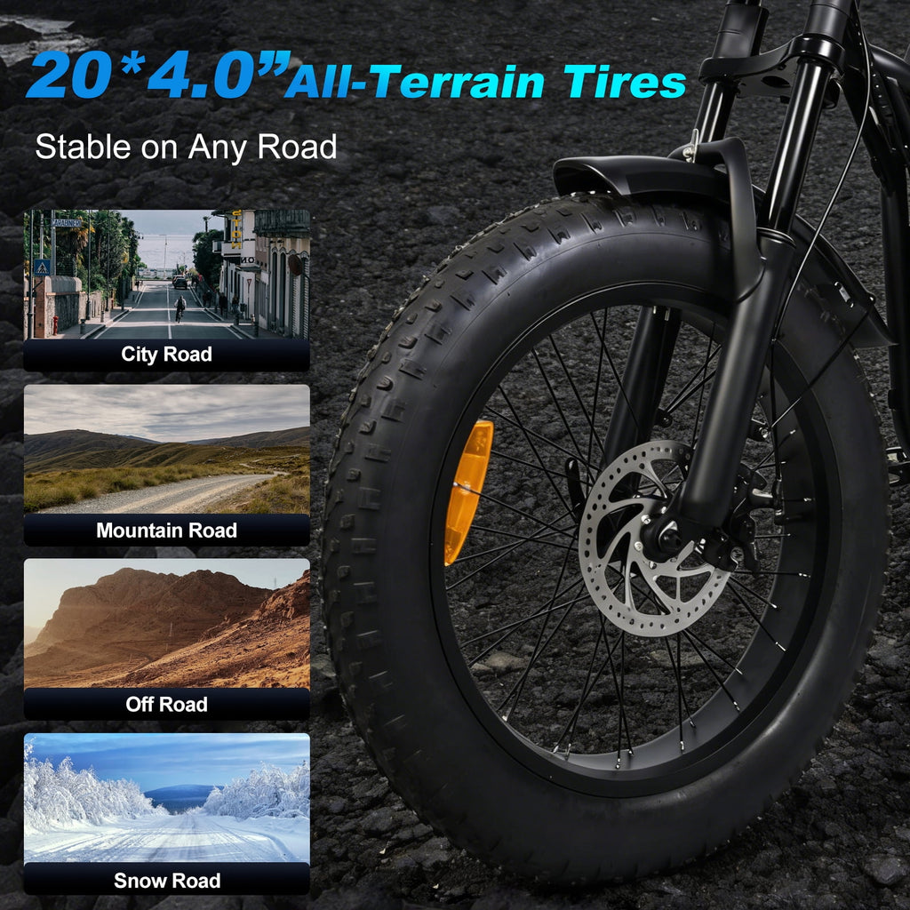 Smartravel Electric Bike for Adults ,1200W Peak Motor 20MPH 45+ Miles 48V 18.2Ah Removable Battery, 20x4 Fat Tire 7-Speed Mountain Commuter Ebike ,UL 2849 Electric Bikes