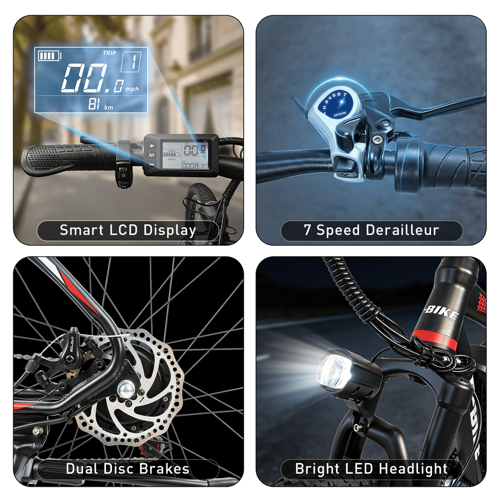 Electric Bike with 749W Brushless Motor, 20MPH, Commuting Electric Mountain Bicycle, Removable Battery, 7-Speed, 26 Tires, Full Suspension, Lightweight Ebike for Teens, 35 Mile Range, UL 2849 Electric Bikes