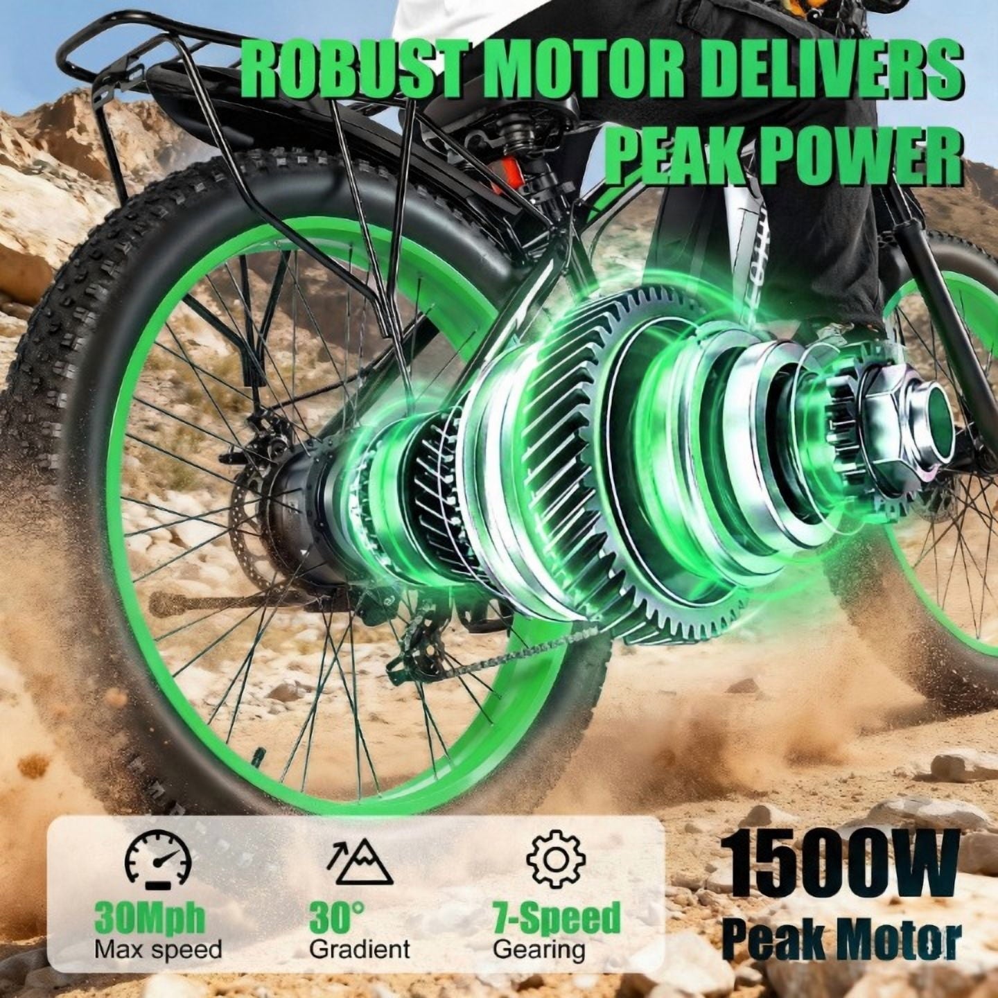 EOEOTWO 26 Fat Tire Electric Bike for Adults, 1500W Peak Motor, 48V 20Ah Battery Mountain Bike, 30 MPH Top Speed, Front Suspension & Dual Disc Brakes, 330 lbs Max Load All-Terrain E-Bike UL 2849 Electric Bikes