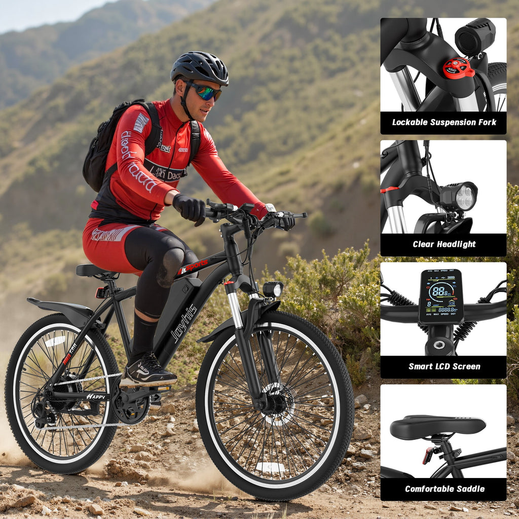 Electric Bike for Adults, 350W Motor 26'' Wheel Up to 50 Miles 19MPH E-Bike with 48V 9Ah Removable Battery UL2849 Electric Bikes